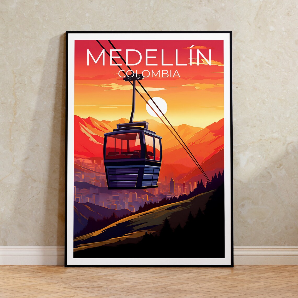 Medellin Travel Poster, Colombia City Art Print
