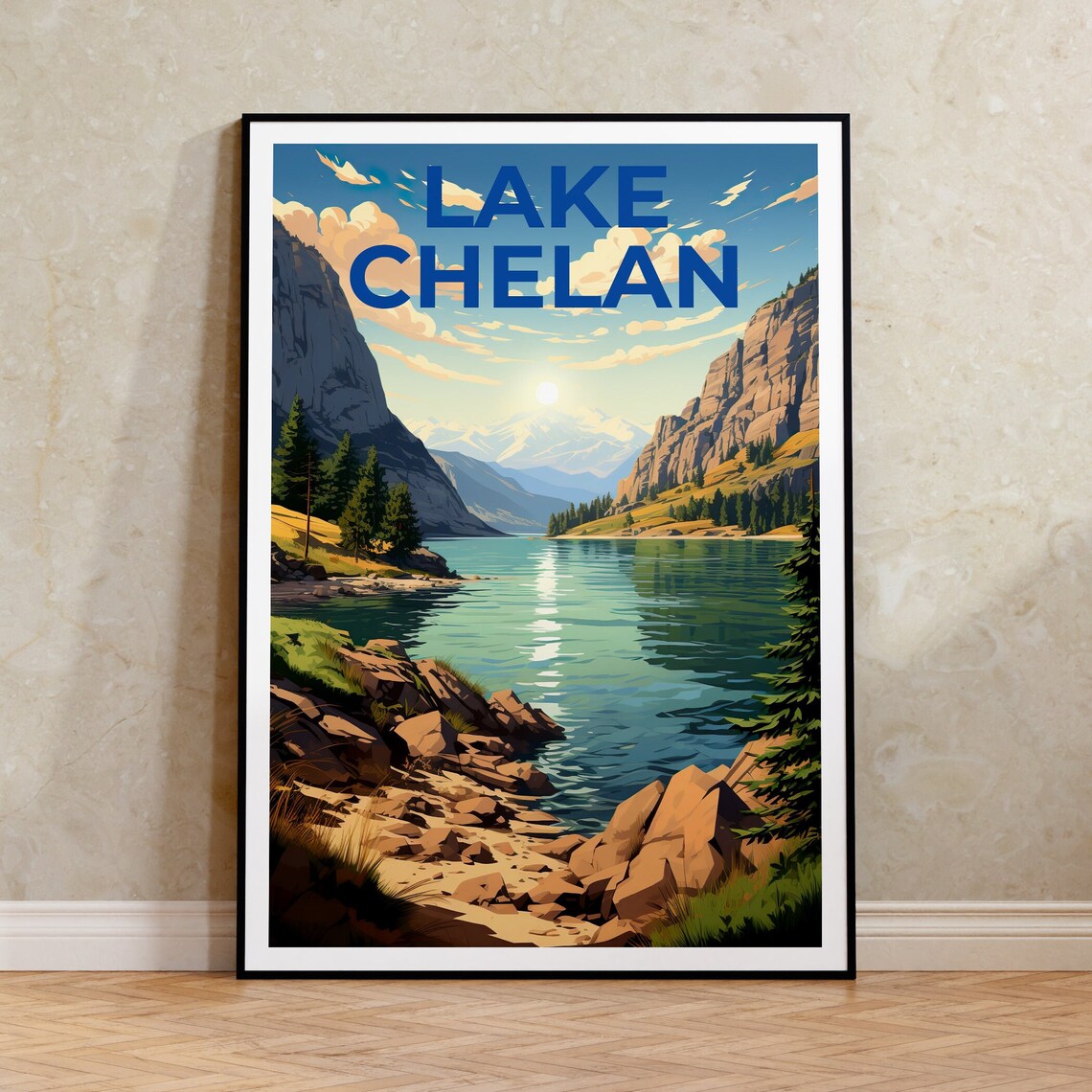 Lake Chelan Washington State Travel Poster Print