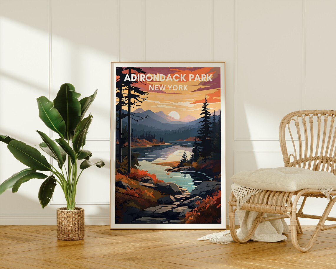 Adirondack Park, New York Mountain Travel Poster - Image 2