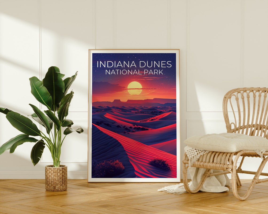 Indiana Dunes National Park Sunset Dune Ridges Starry Sky Art Poster - Image 2