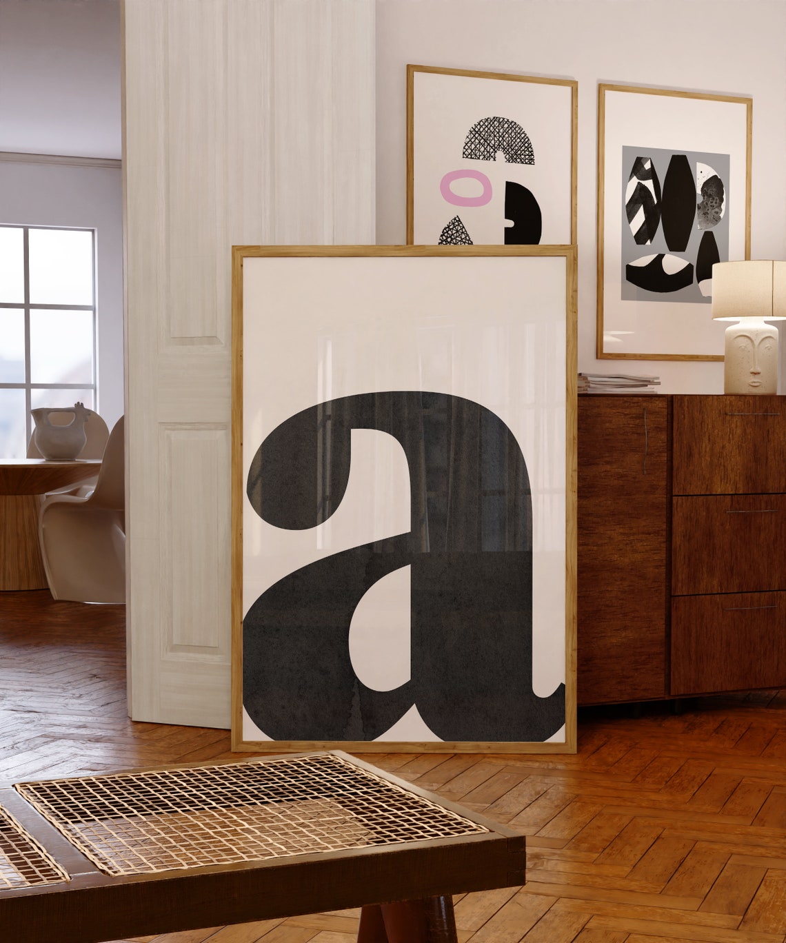 Scandinavian Alphabet Letter A Black and White Typography Poster