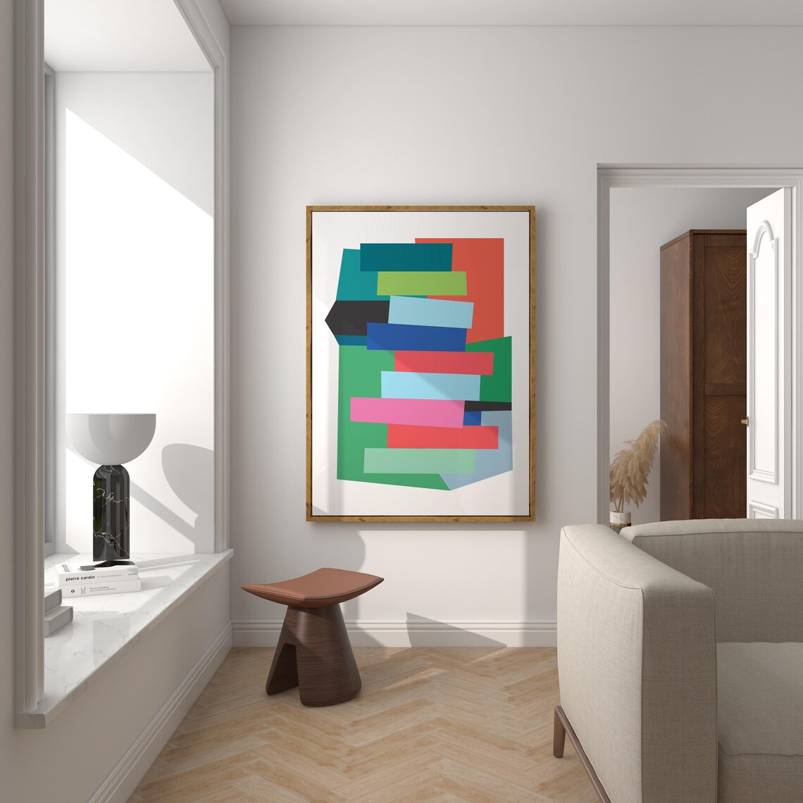 Colorful Geometric Blocks Mid Century Modern Abstract Wall Art - Image 3