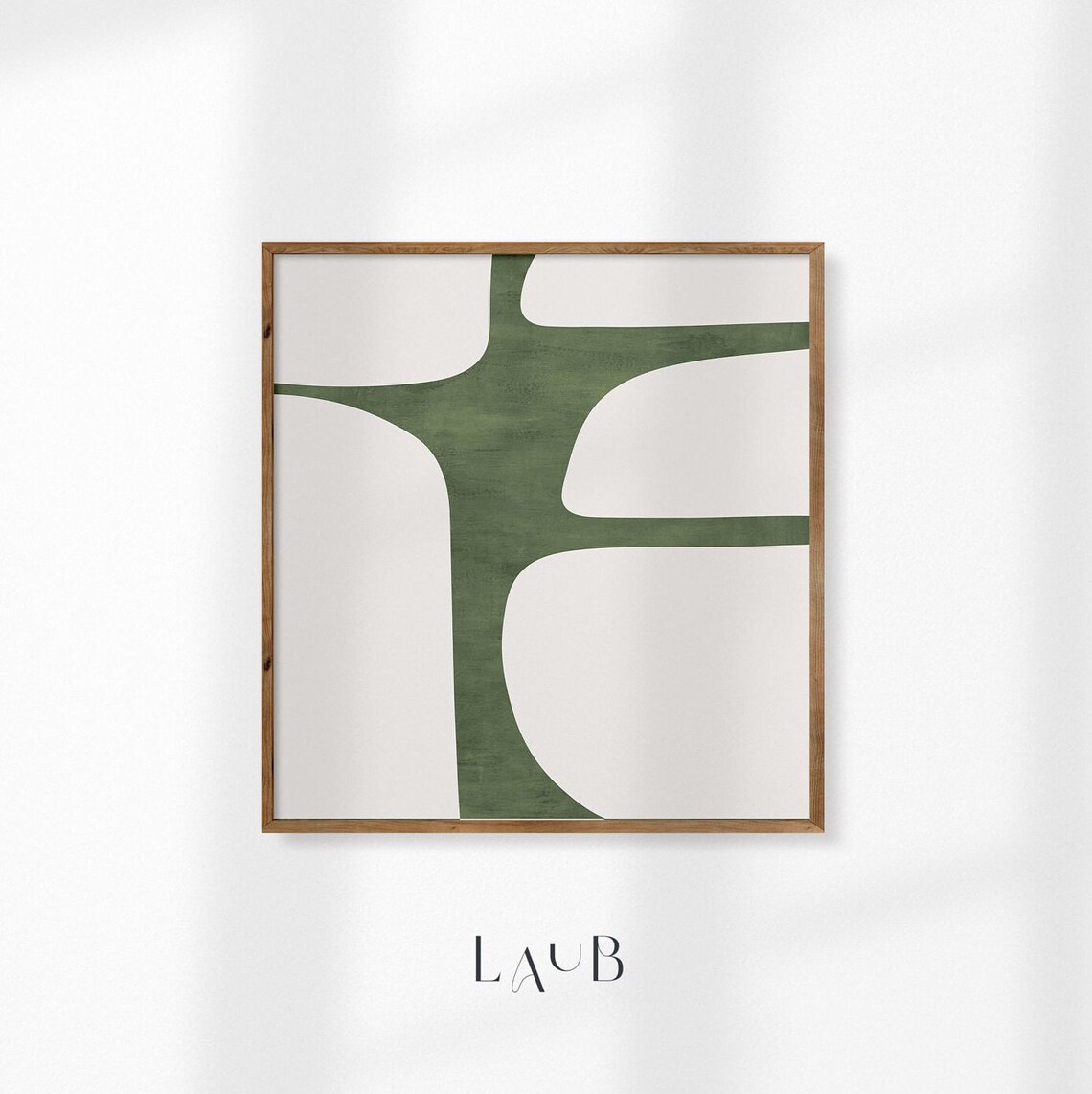 Beige Green Minimalist Square Poster, Mid Century - Image 2