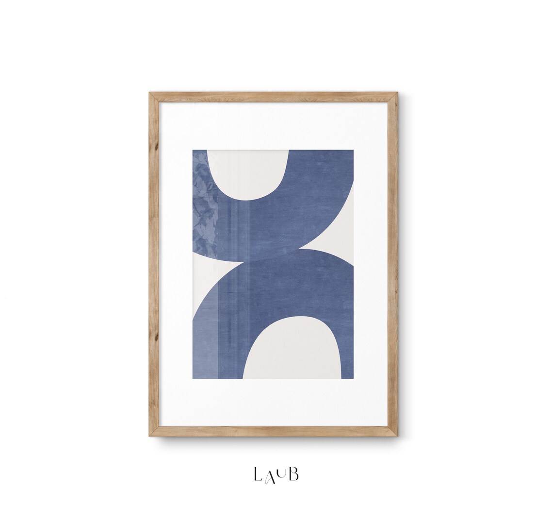 Midcentury Blue Nova Beige Organic Lines Art Print - Image 2