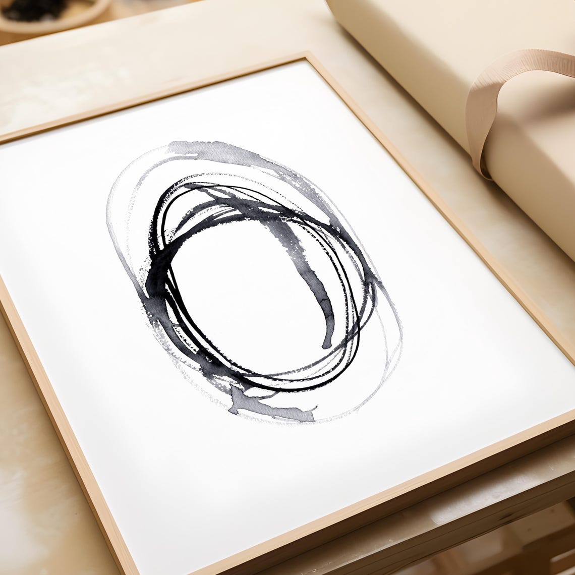 Black Ink Concentric Circles Minimalist Abstract Line Poster - Image 2
