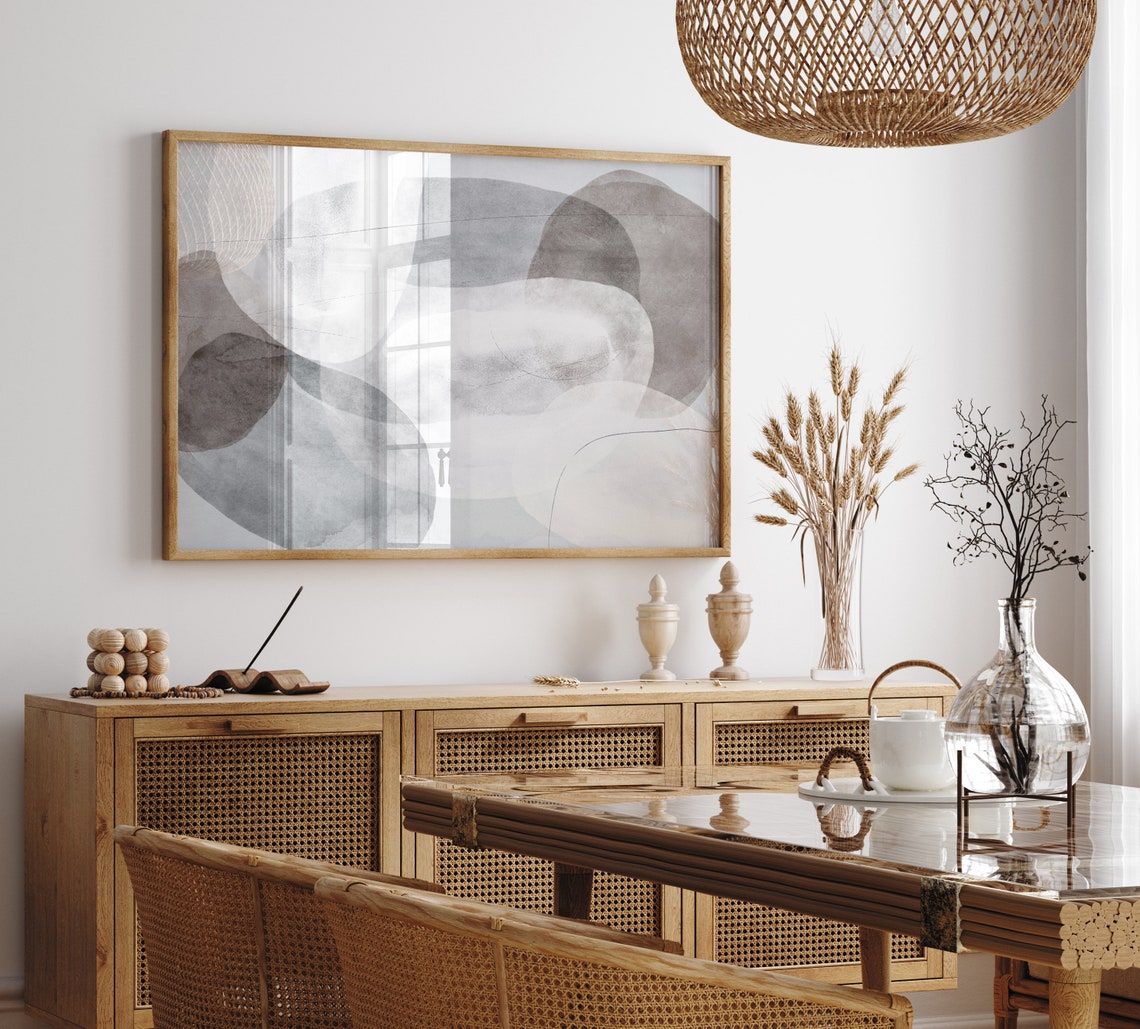Gray Abstract Watercolor Organic Shapes Soft Neutral Modern Poster - Image 3