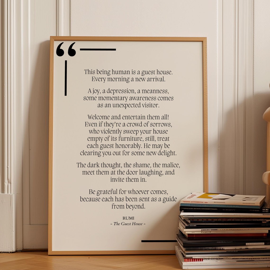 Rumi The Guest House Poem Mindfulness Minimalist Typography Poster