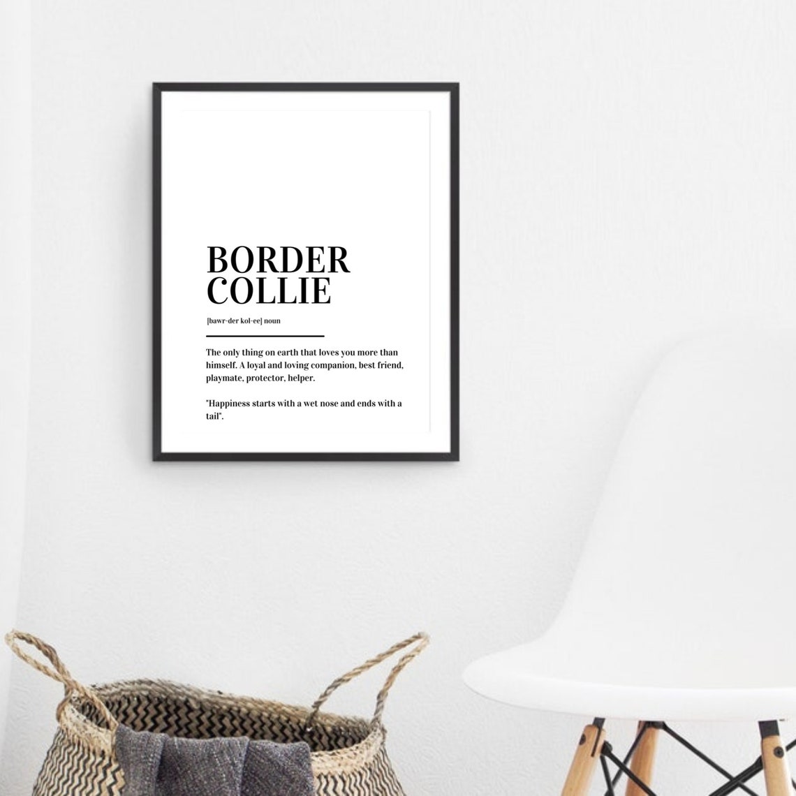 Border Collie Definition Loyal Dog Breed Minimalist Typography Poster - Image 5