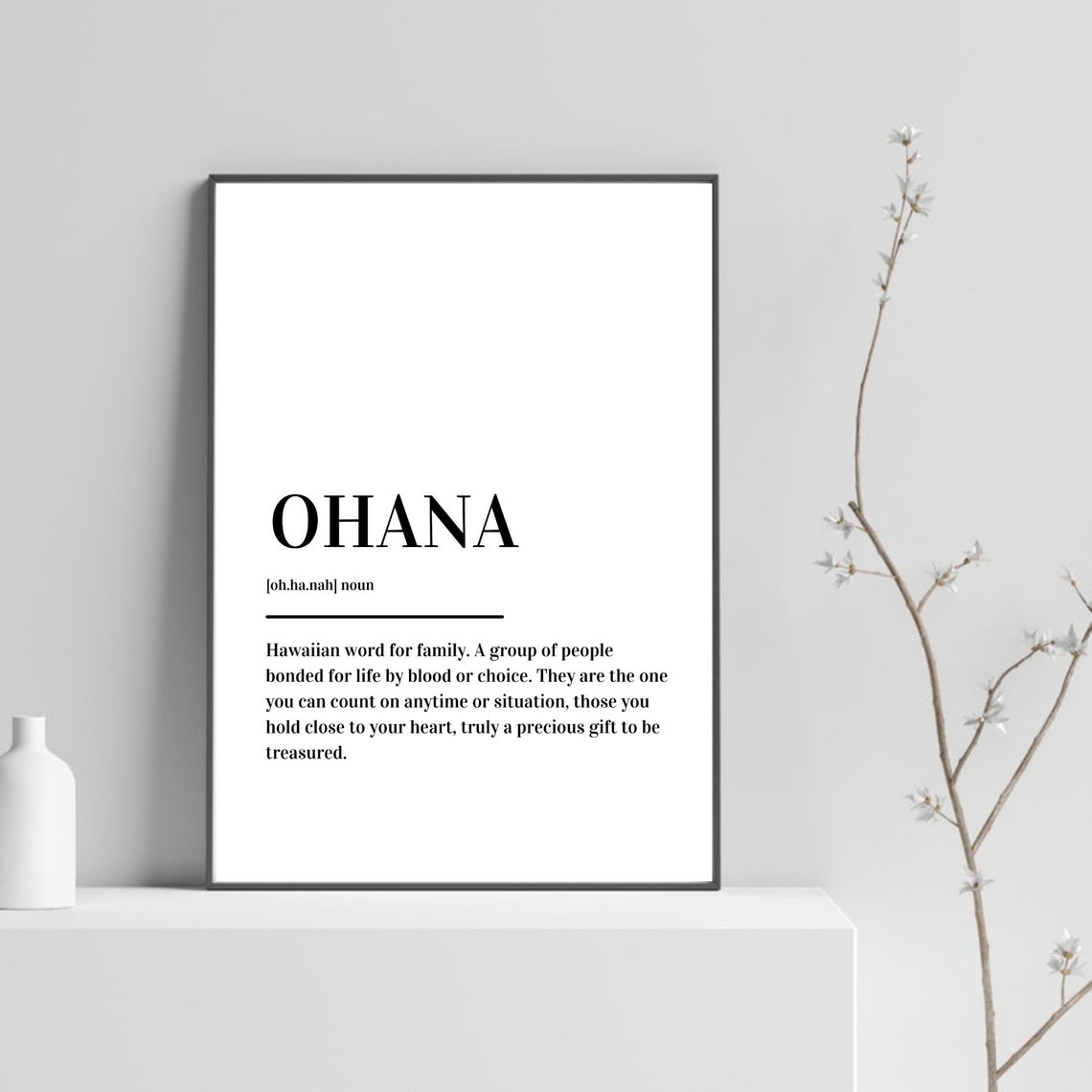 Ohana Definition Poster Hawaiian Word For Family Love Minimalist Style