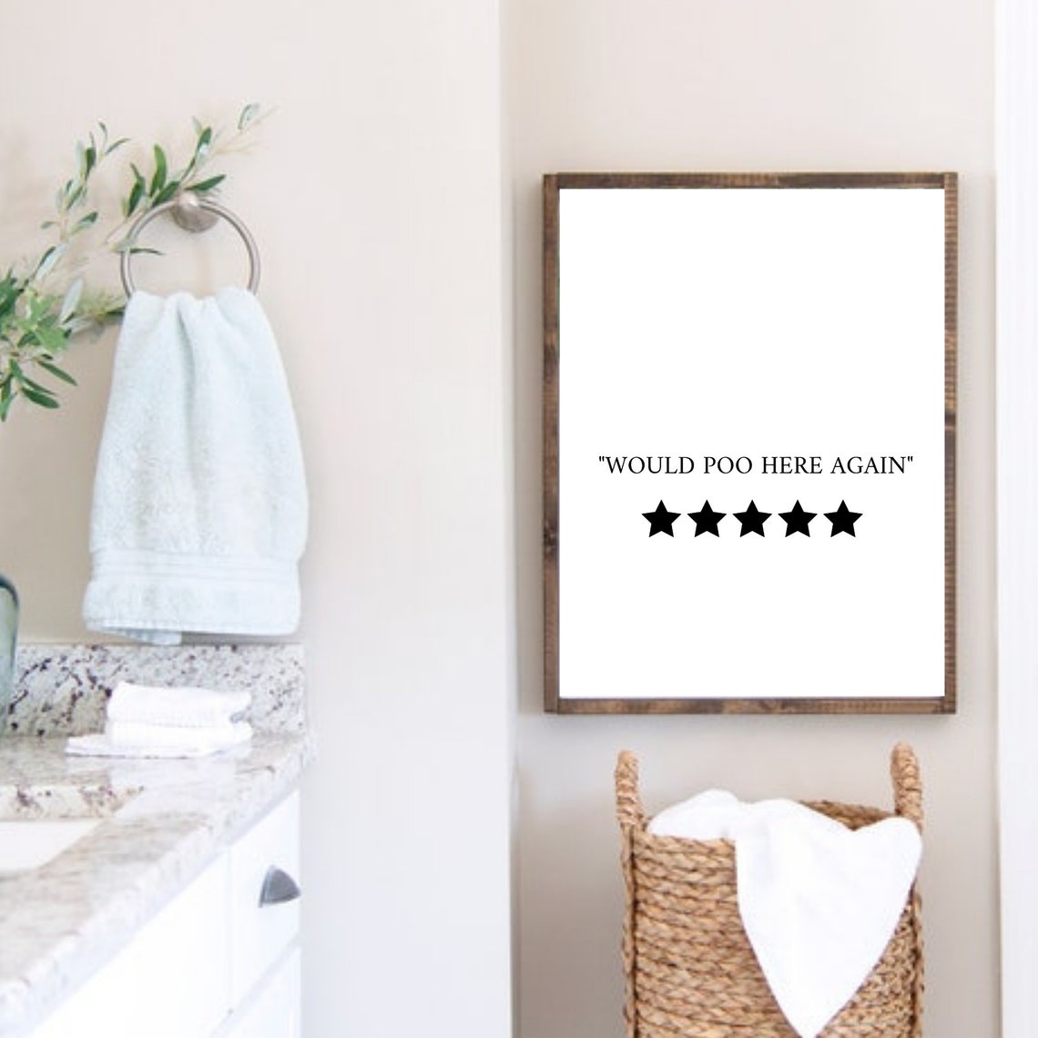 Would Poo Here Again Five Star Funny Bathroom Quote Review Poster - Image 6