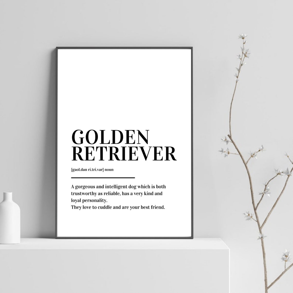 Golden Retriever Definition Typography Dog Lover Gift Poster