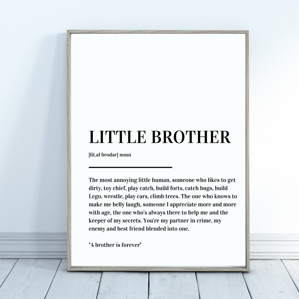 Little Brother Definition Funny Sibling Gift Minimalist Poster - Image 2