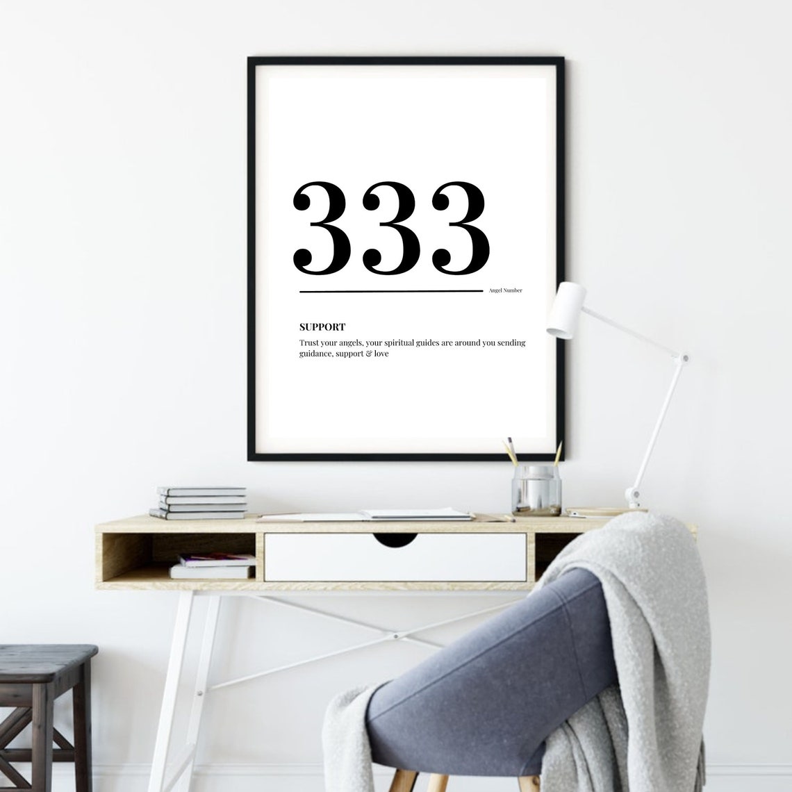 333 Angel Number Support Meaning Minimalist Spiritual Poster - Image 4
