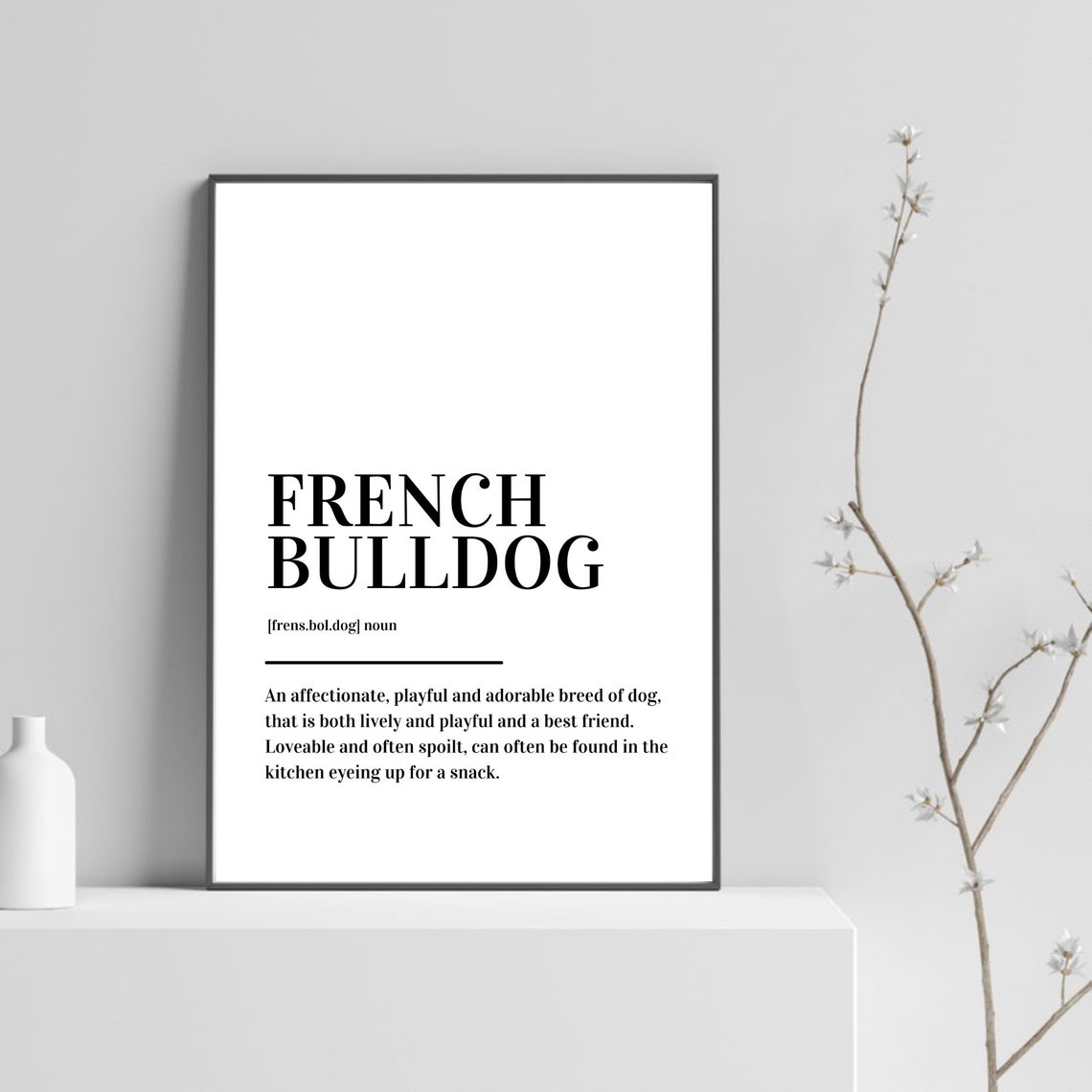 French Bulldog Definition Minimalist Dog Breed Typography Poster