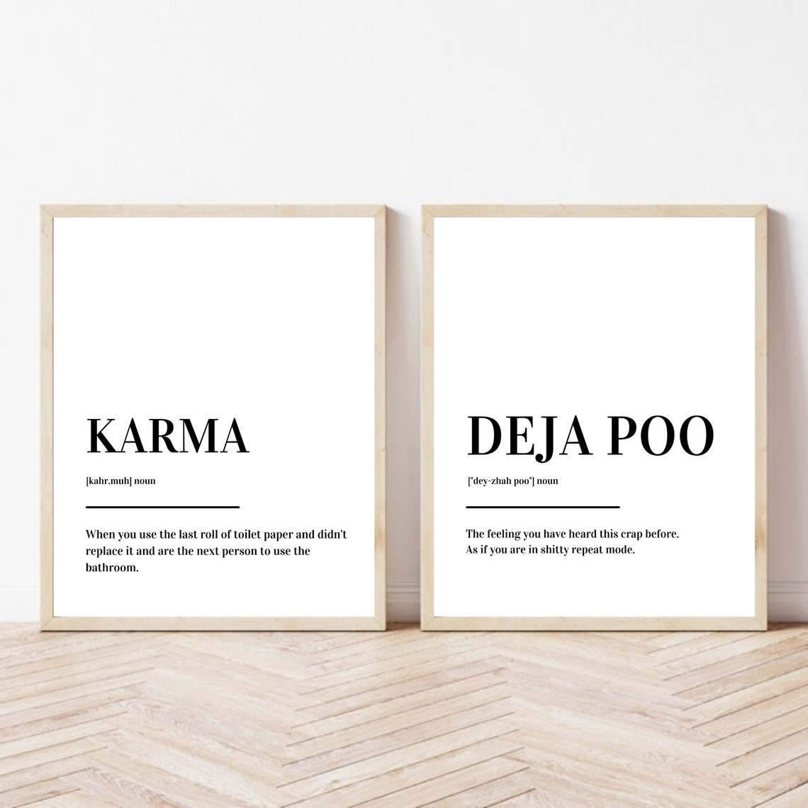Karma and Deja Poo Funny Bathroom Humor Dictionary Two Piece Poster