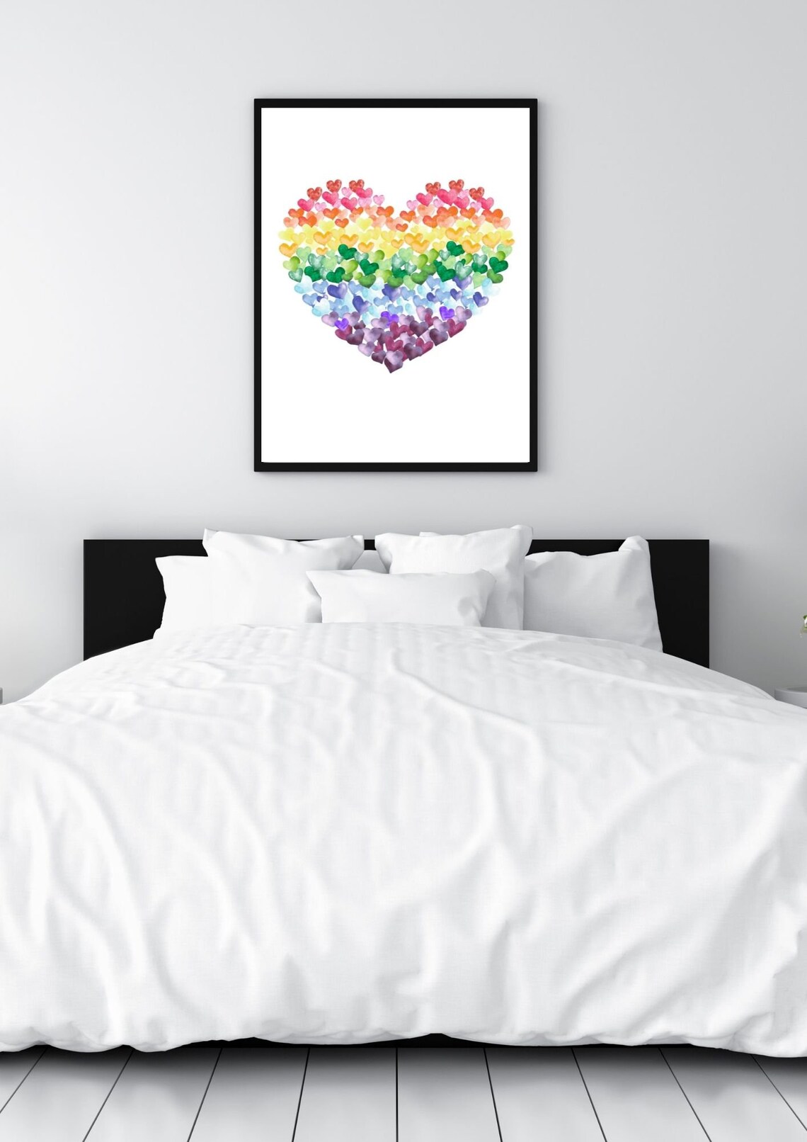 Rainbow Watercolor Hearts Love LGBTQ Pride Nursery Sweet Art Print - Image 4