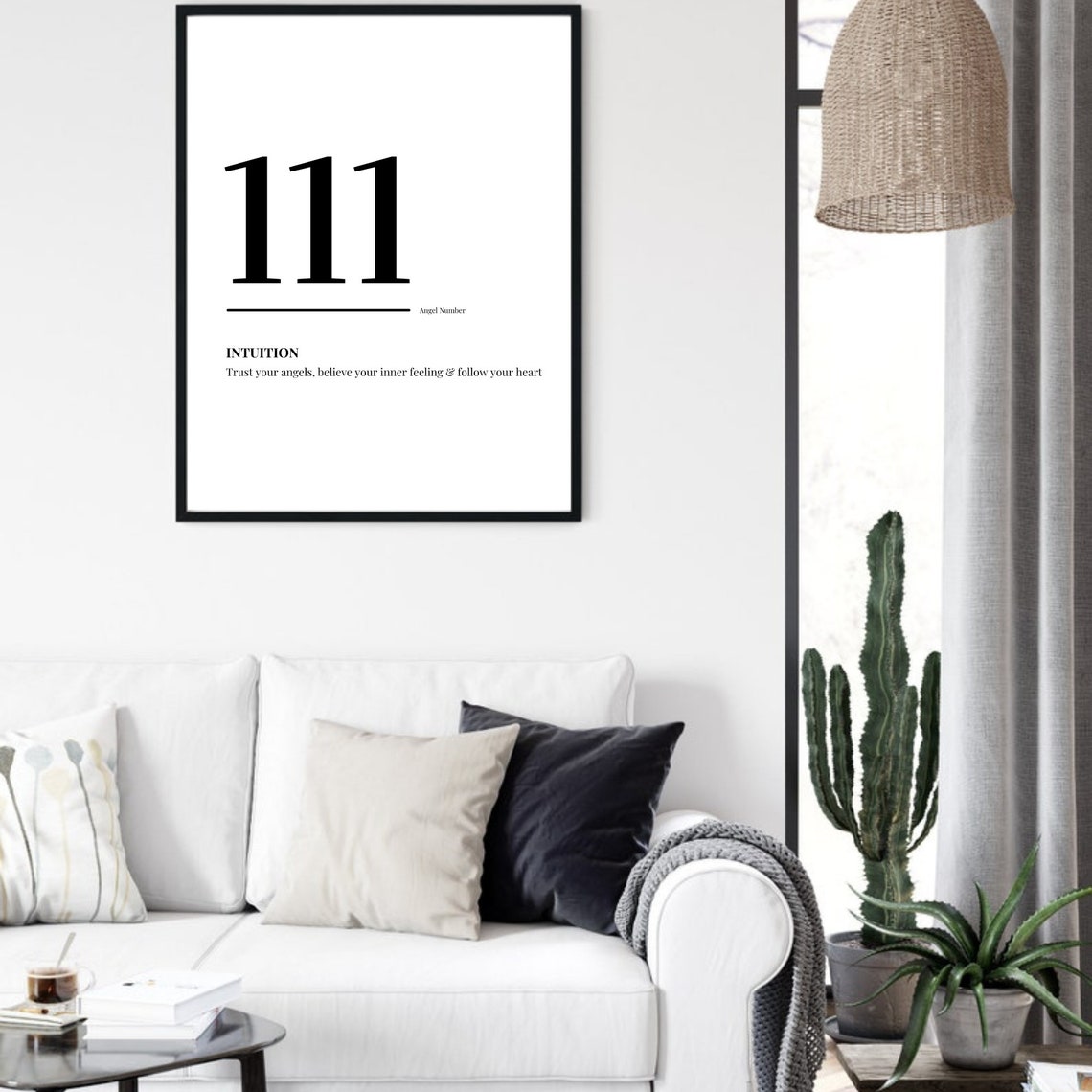 111 Angel Number Intuition Meaning Minimalist Spiritual Poster - Image 5
