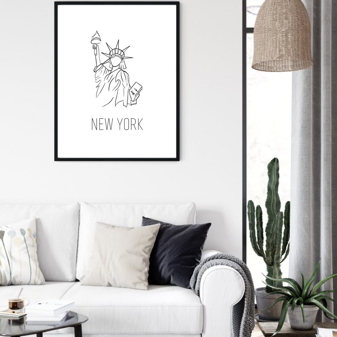 New York Statue of Liberty Minimalist Line Art Travel Souvenir Poster - Image 5