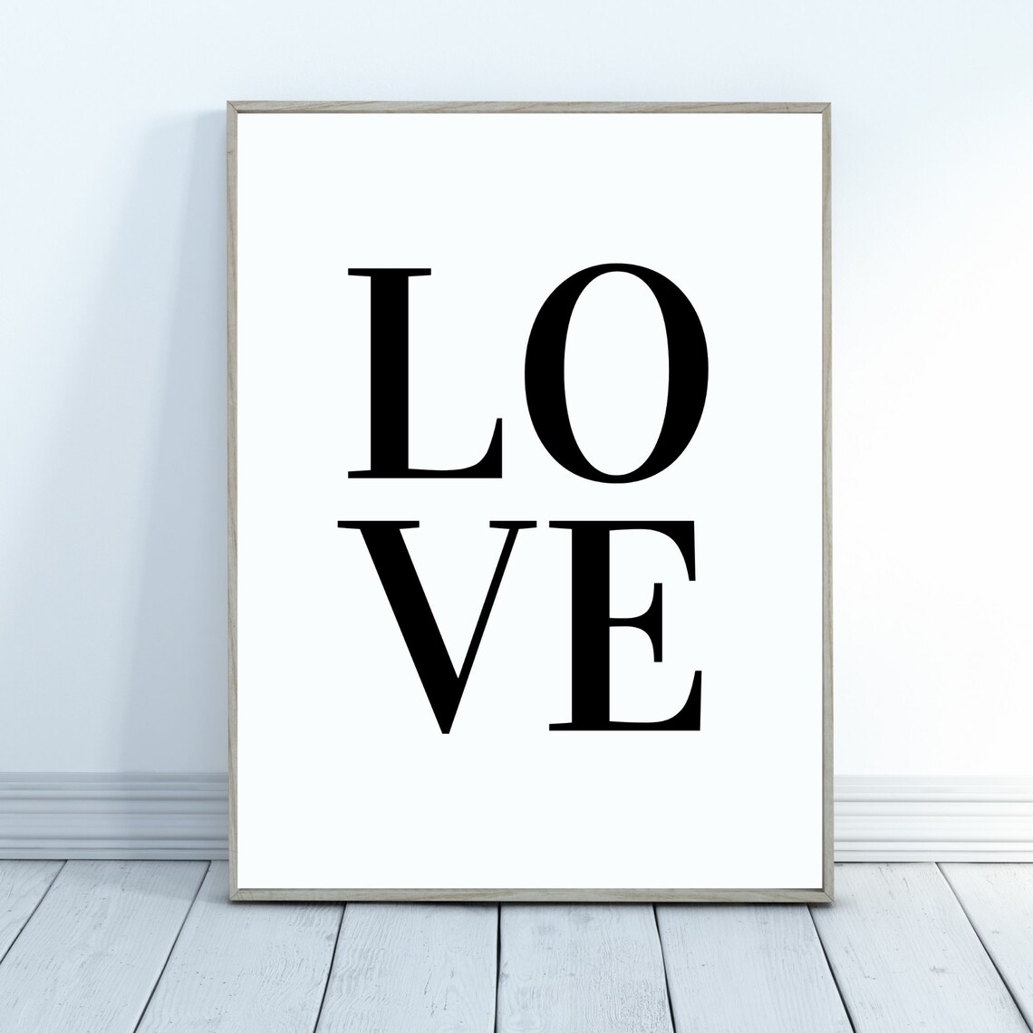 Love Xoxo Typography Set of 2 Minimalist Black White Bedroom Wall Art - Image 6