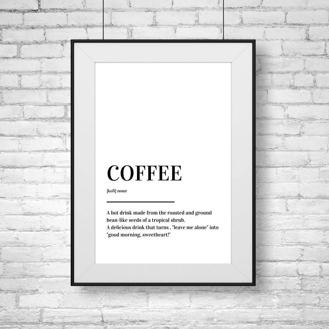 Coffee Definition Dictionary Art Funny Morning Quote Minimalist Poster - Image 2
