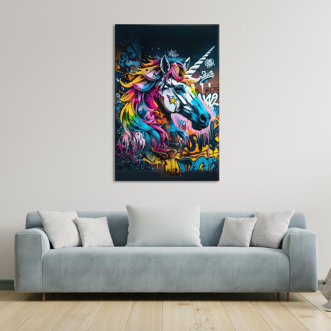 Magical Rainbow Unicorn Graffiti Art Colorful Street Art Decor - Image 3