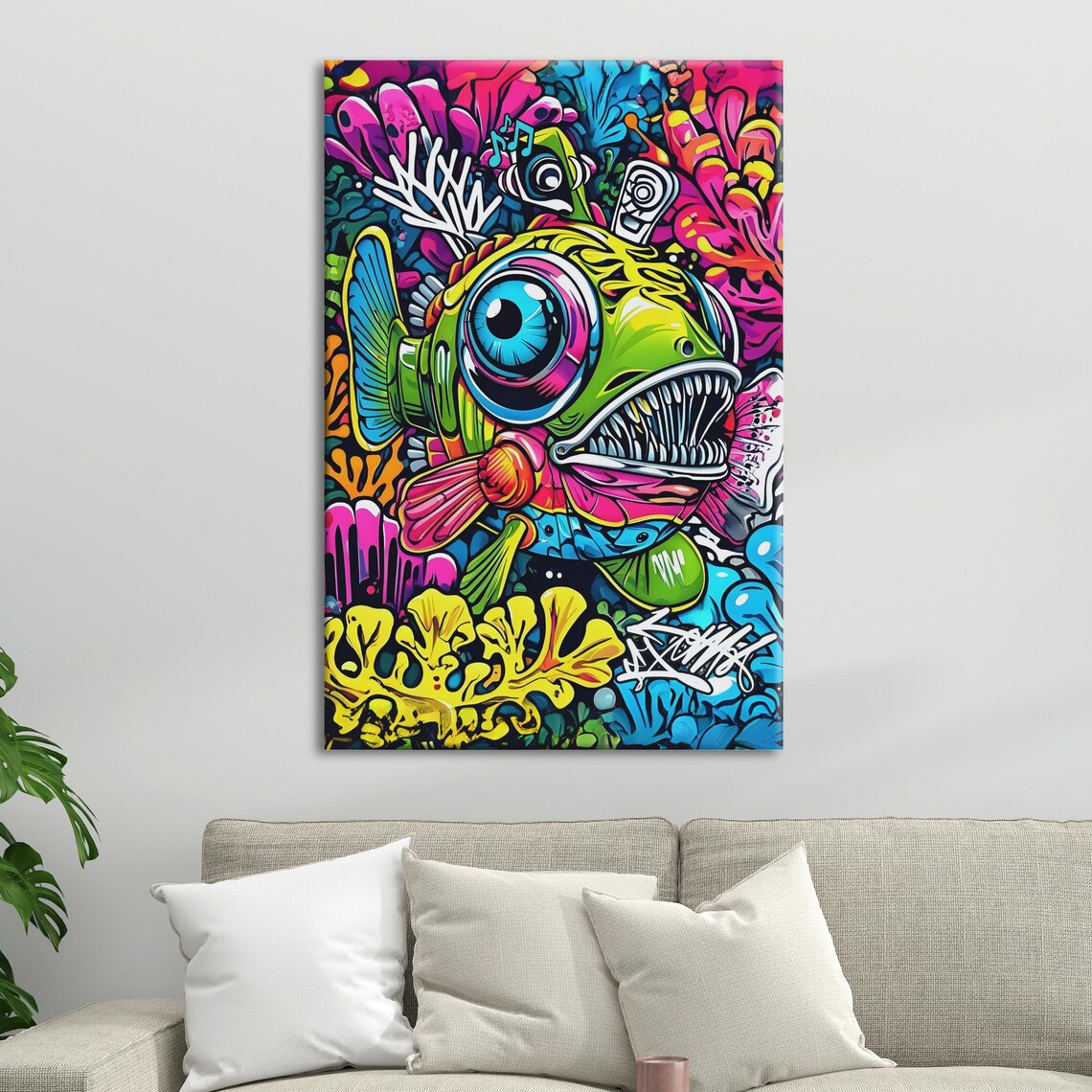 Mechanical Graffiti Fish - Unique Home Decor