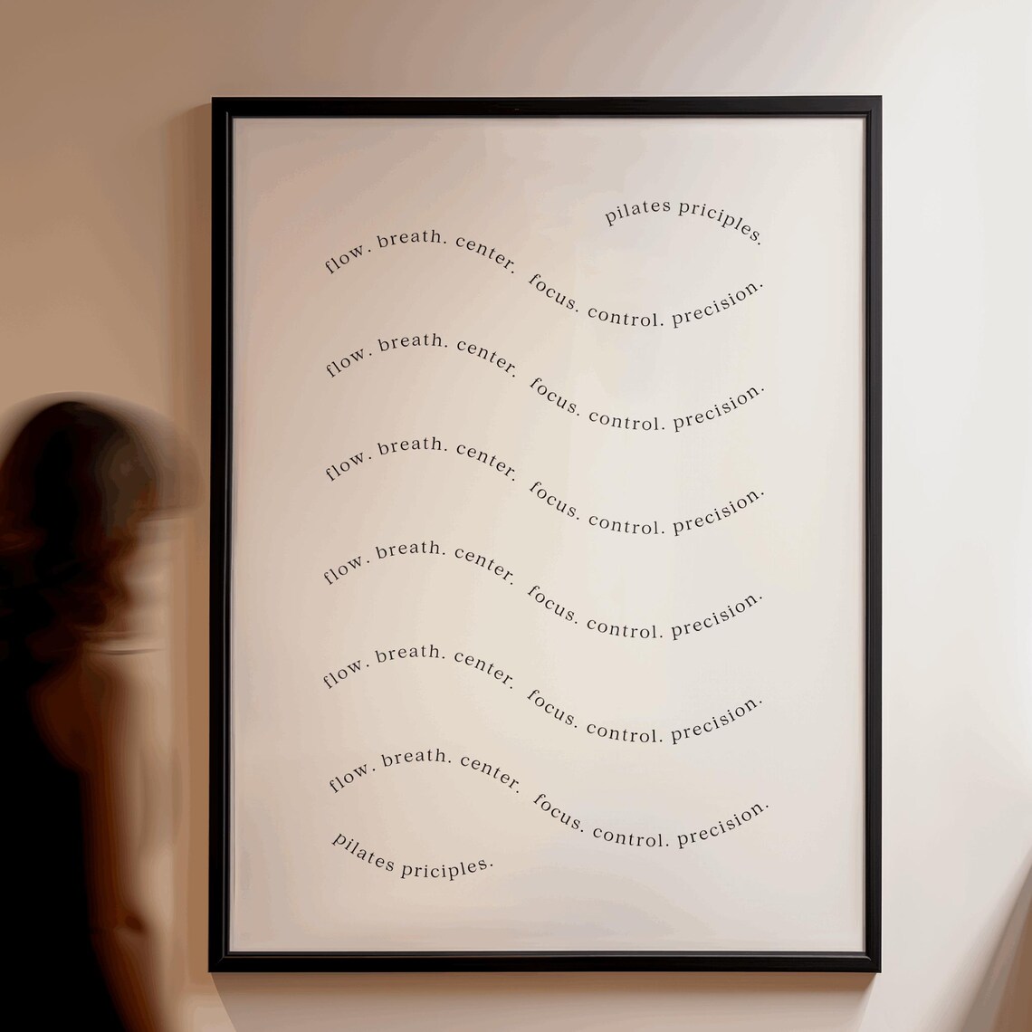 Pilates Principles Wave Typography Minimalist Studio Wall Poster