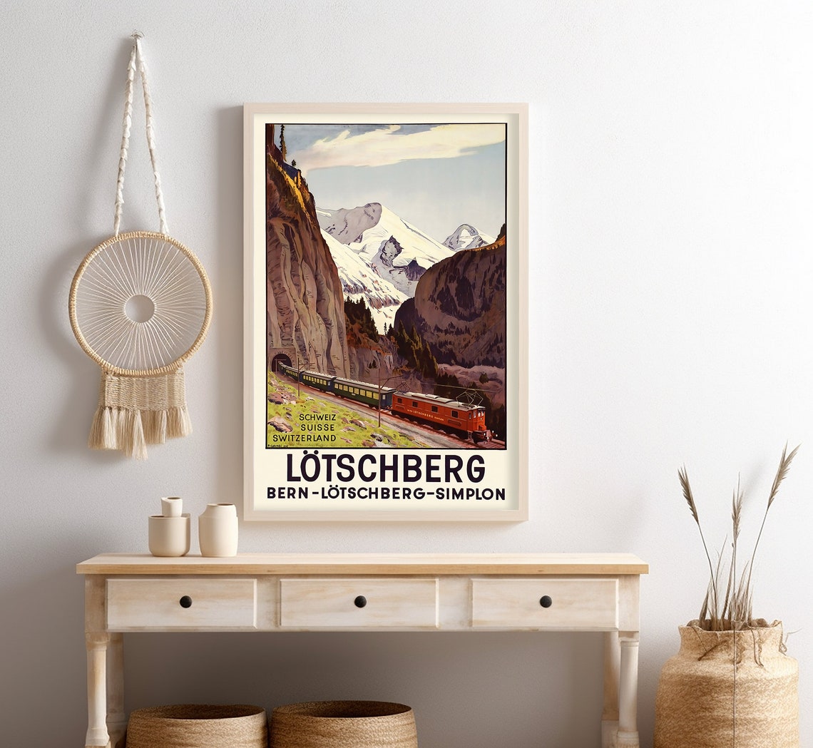 Lotschberg Bern Simplon Swiss Alps Train Mountain Pass Vintage Poster - Image 4