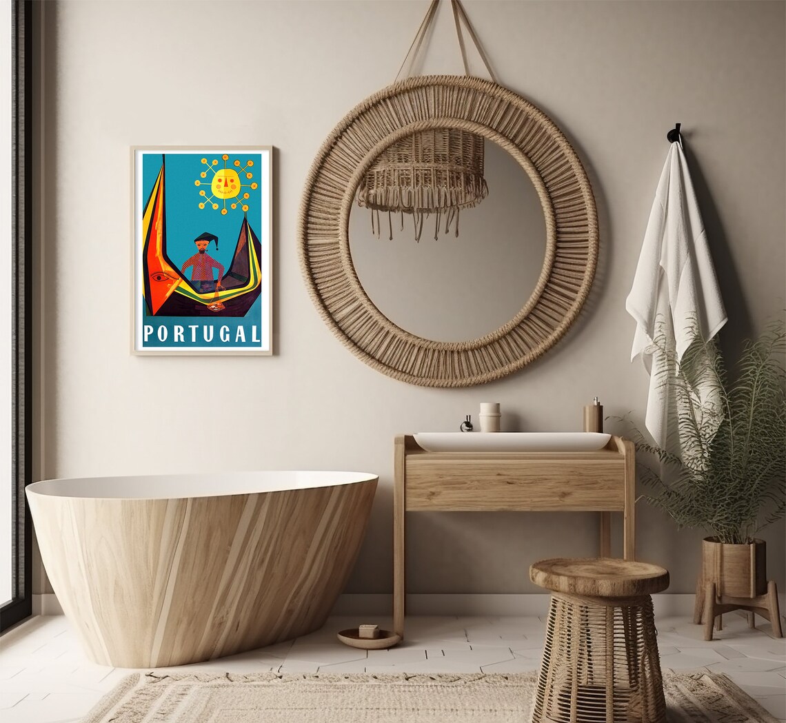 Fisherman In Boat Portugal Vintage Travel Poster - Image 2