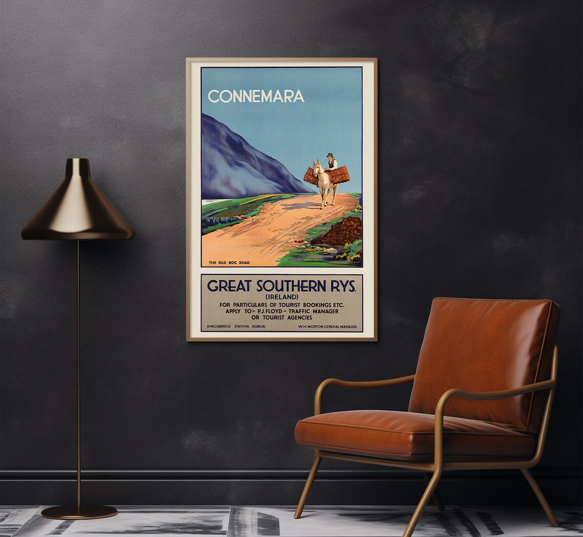 Connemara Ireland Old Bog Road Horse Cart Vintage Travel Poster - Image 2