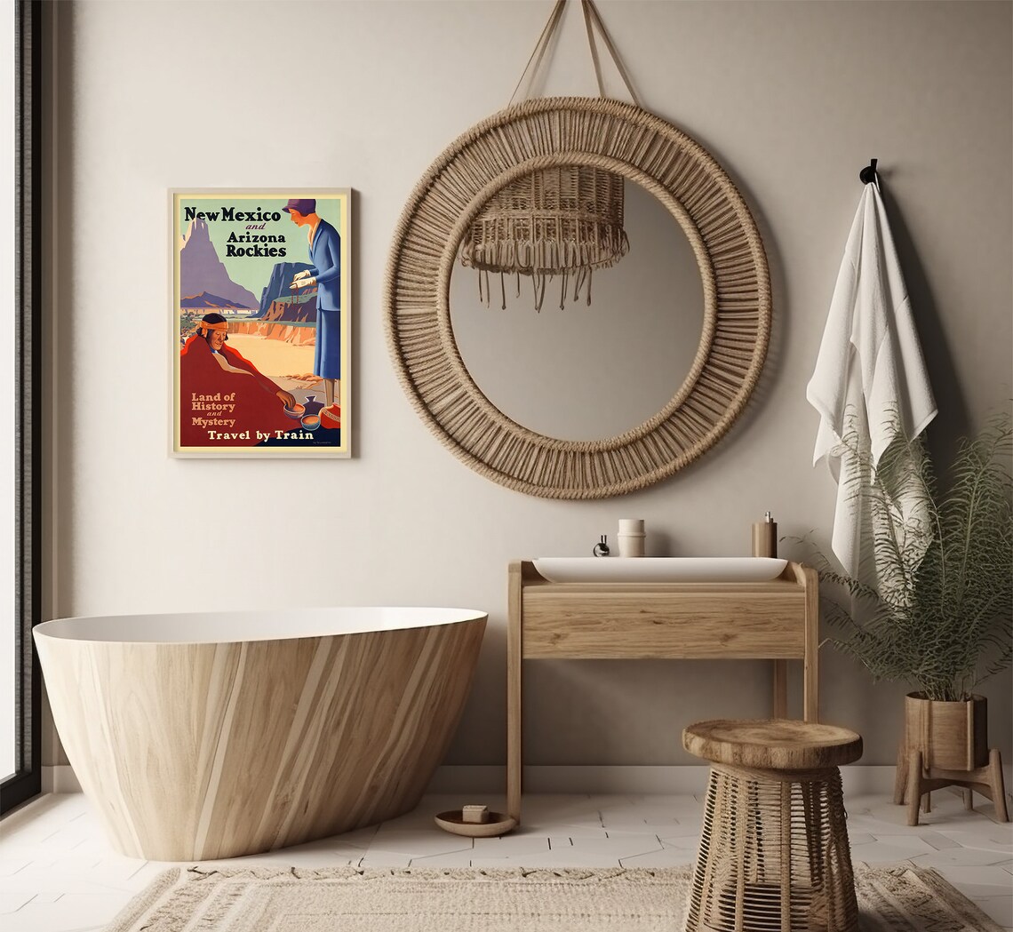 New Mexico Arizona Rockies Vintage Travel by Train Poster Art Print - Image 2