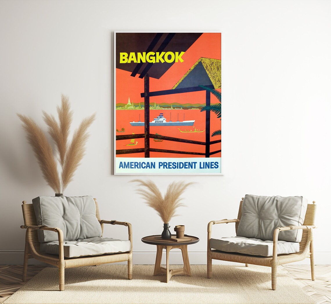 Bangkok Thailand American President Lines Harbor Sunset Ship Poster - Image 3