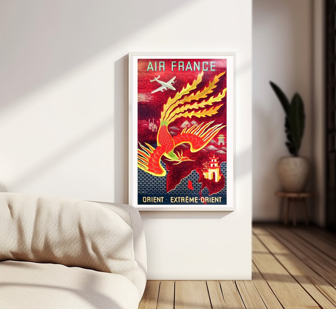 Air France Vintage Travel Poster, Extreme Orient - Image 3