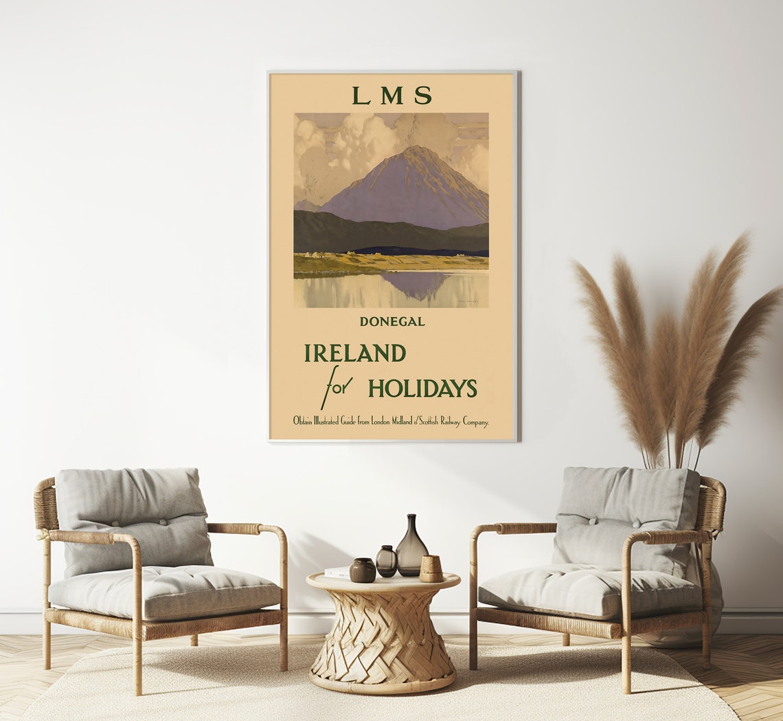 Donegal Ireland Mountain Lake Reflection Vintage Holiday Poster - Image 3