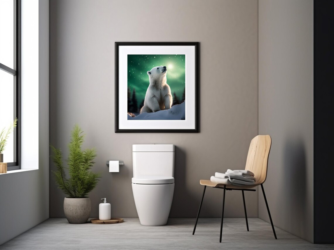 Polar Bear Poster, Northern Lights Arctic Wildlife - Image 3