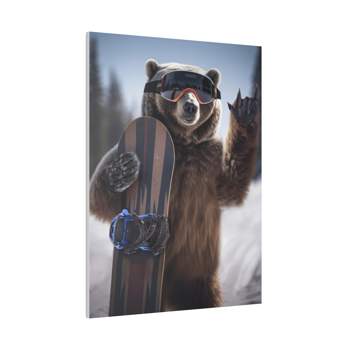 Bear Snowboarding Ski Wall Art, Funny Gift Decor - Image 2