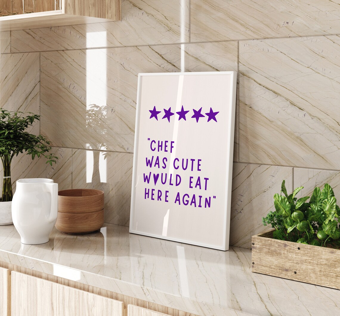 Purple Chef Was Cute Funny Five Star Kitchen Review Quote Poster - Image 3