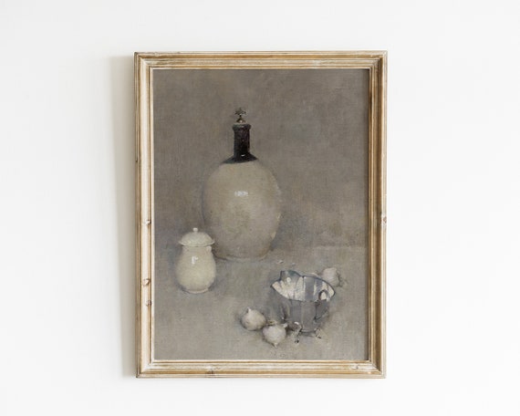 Minimalist Wall Art Vintage Art Kitchen Prints Moody Painting Antique Painting Still Life Print Neutral Painting Art
