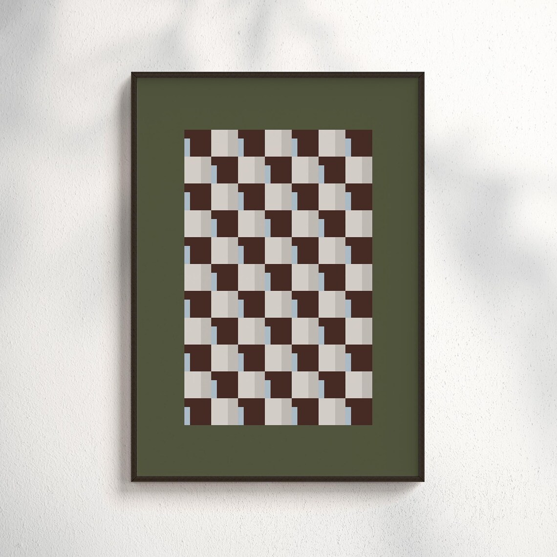 Geometric Checkered Poster, Mid-Century Abstract