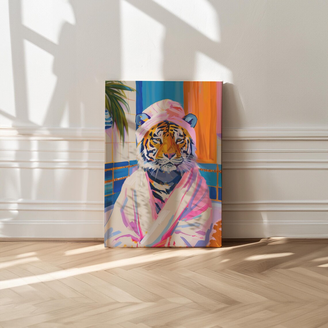 Tiger Print Bathroom Decor, Maximalist Art Print