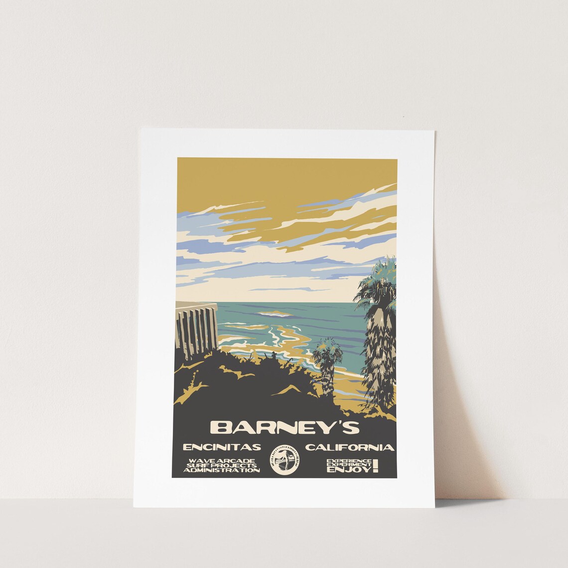 Copy Barneys Encinitas Ca Surf Poster National Parks Style