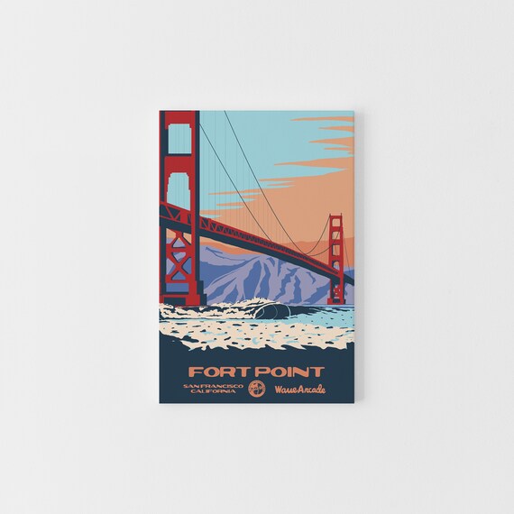 Fort Point San Francisco Ca Print National Parks Vintage Style Surf Art Framedunframed Coastal Print