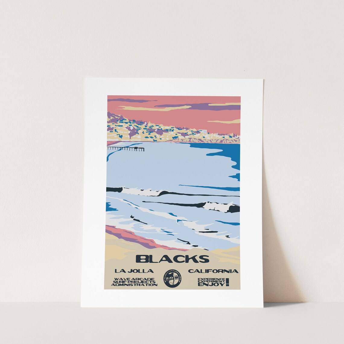 Copy Blacks San Diego Ca Surf Poster National Parks Style