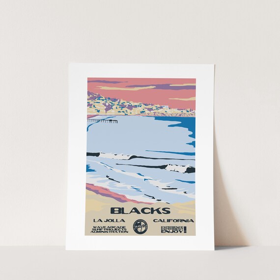 Copy Blacks San Diego Ca Surf Poster National Parks Style