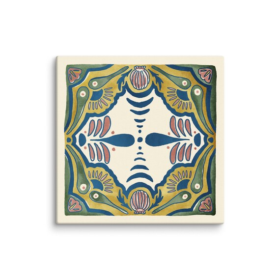 Seashell Ornamental Talavera Tile Coastal Shell Motif Art Poster