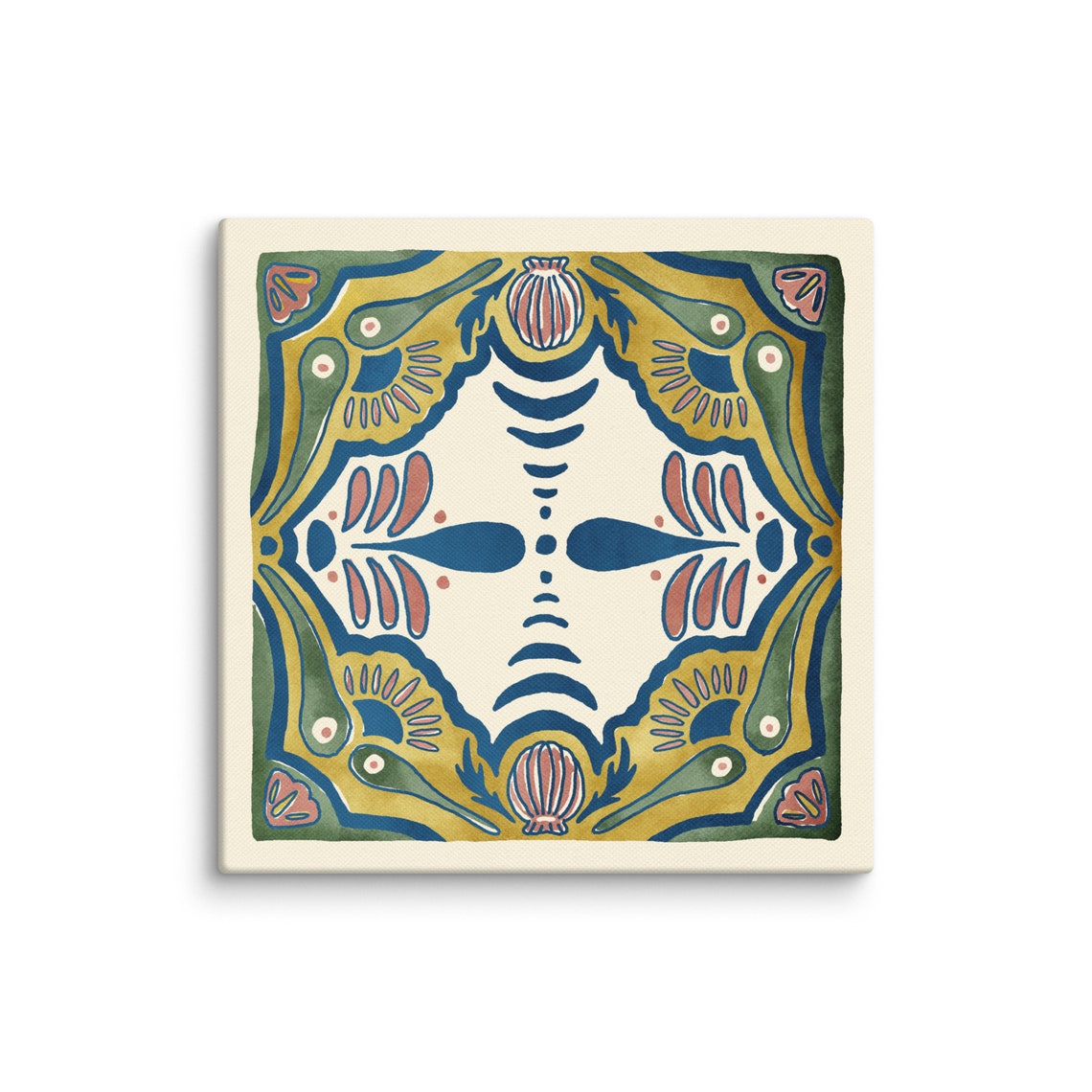 Seashell Ornamental Talavera Tile Coastal Shell Motif Art Poster