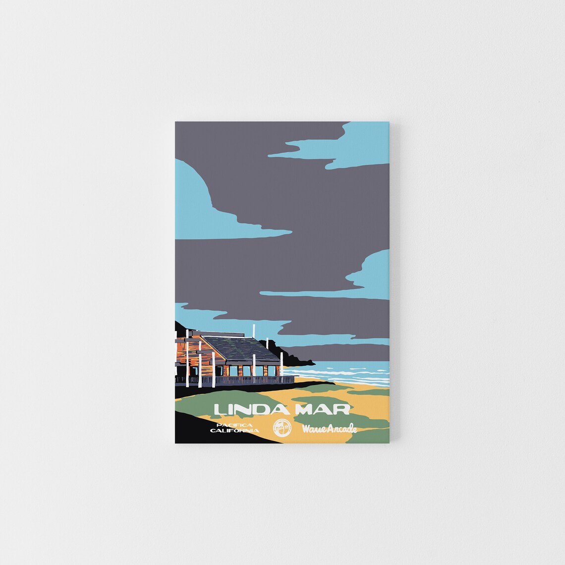 Linda Mar Pacifica Ca Print National Parks Vintage Style Surf Art Framedunframed Coastal Print