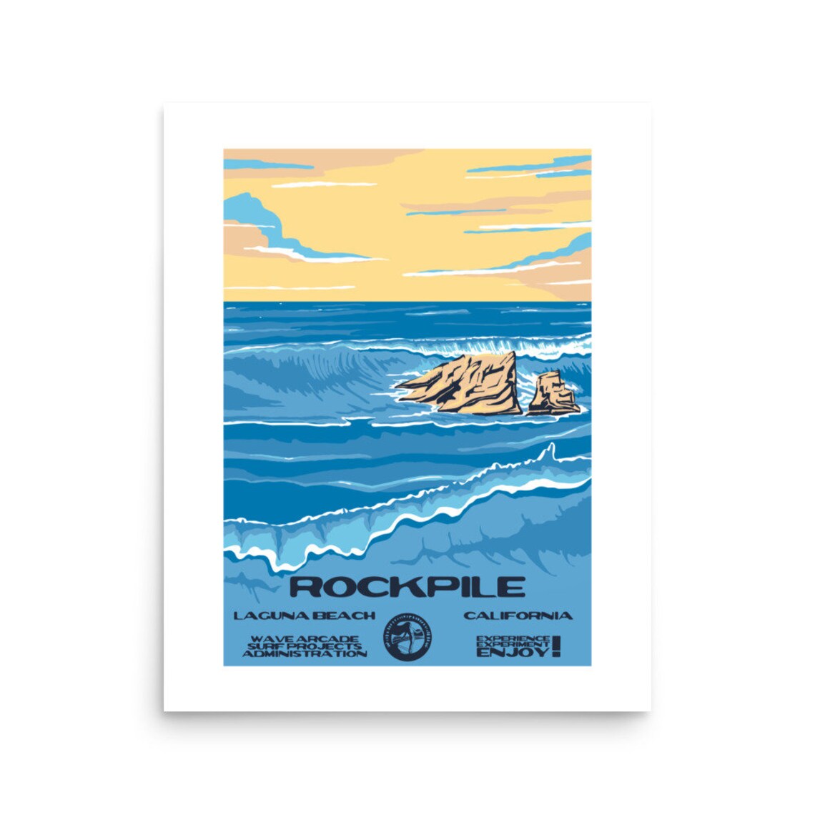 Copy Rockpile Laguna Beach Ca Surf Poster National Parks Style - Image 2