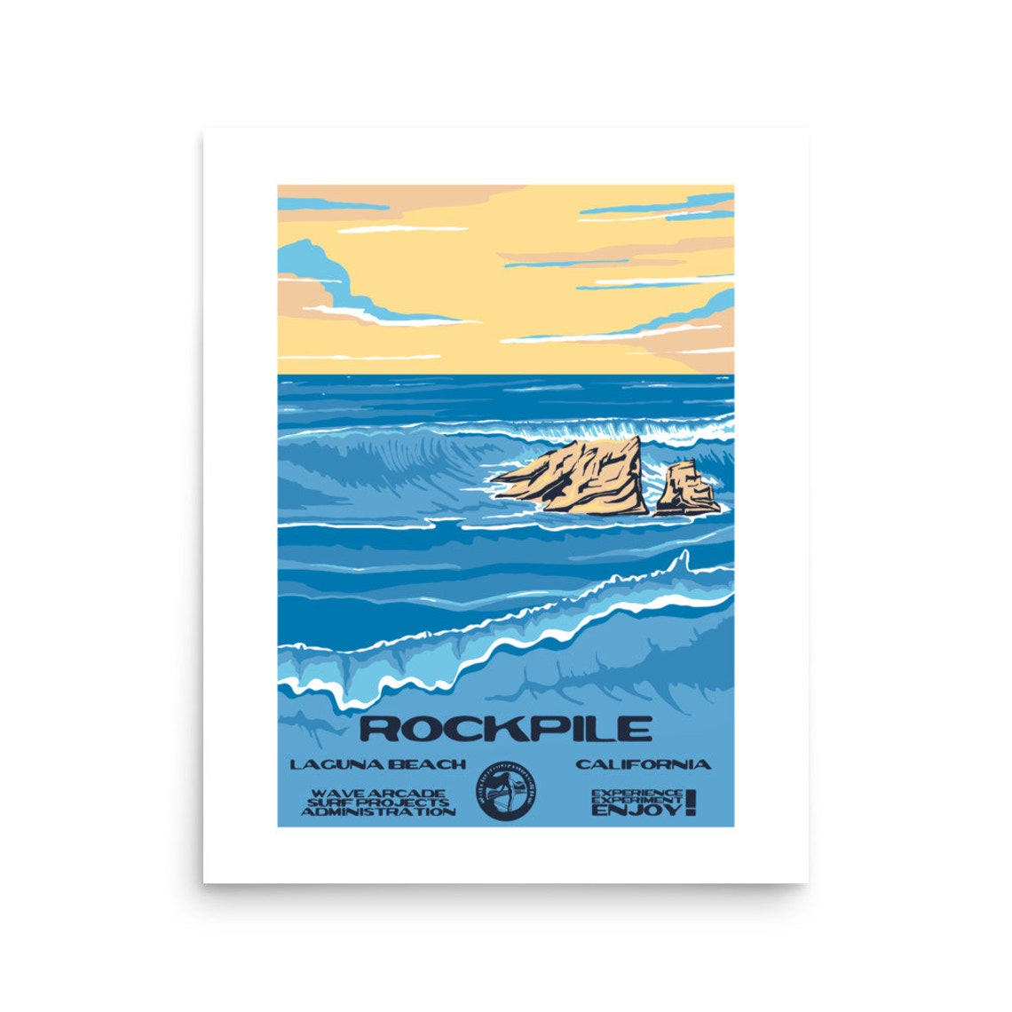 Rockpile Laguna Beach California Ocean Sea Stacks Surf Poster Vintage - Image 2
