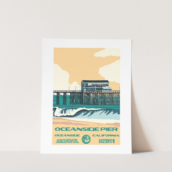 Copy Oceanside Pier Oceanside Ca Surf Poster National Parks Style